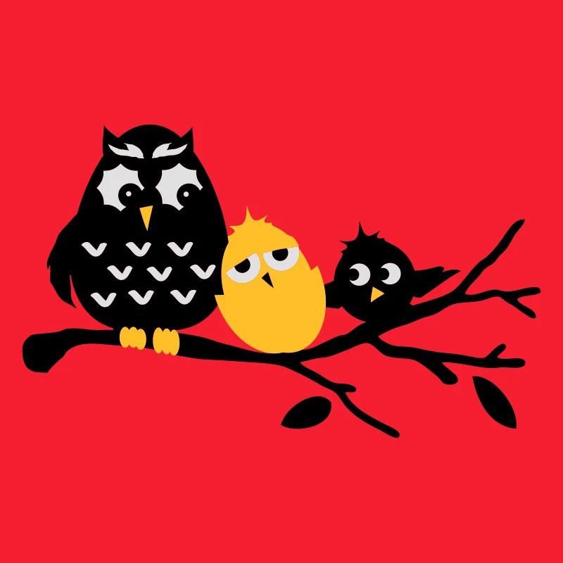 Freundschaft Eule,Küken und Vogel Drei Freunde