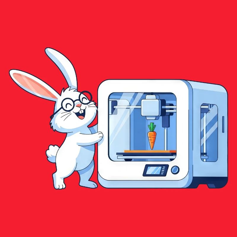 Funny Rabbit Nerd Programmer 3D Printer