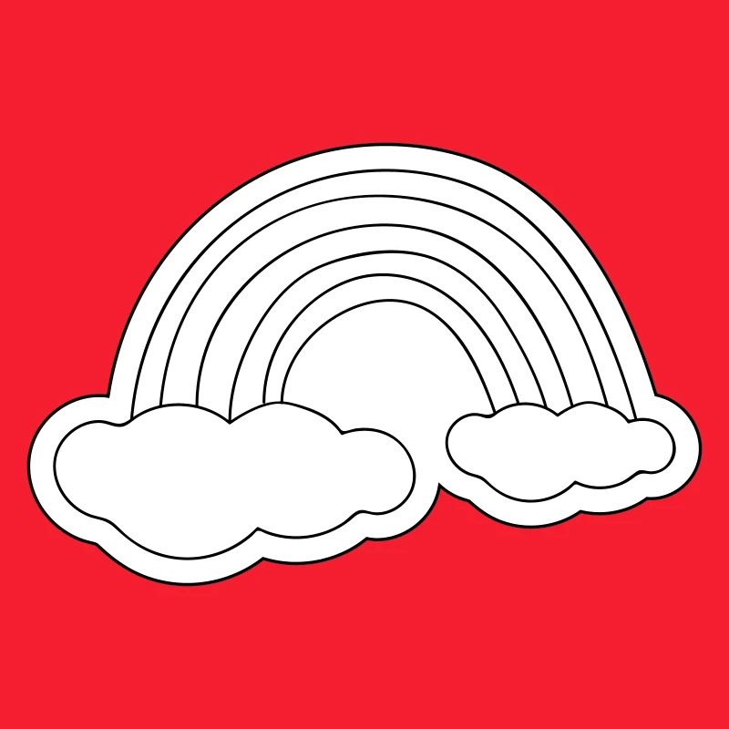 Minimalist rainbow on clouds