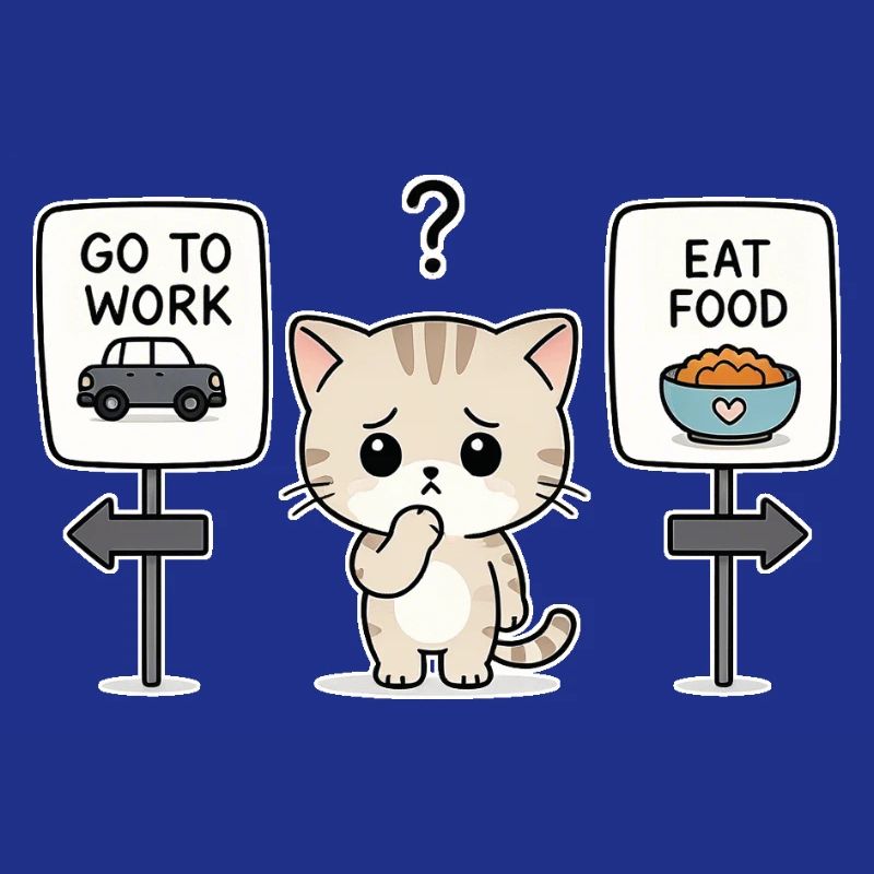 Katzendilemma: Arbeit oder Mahlzeit