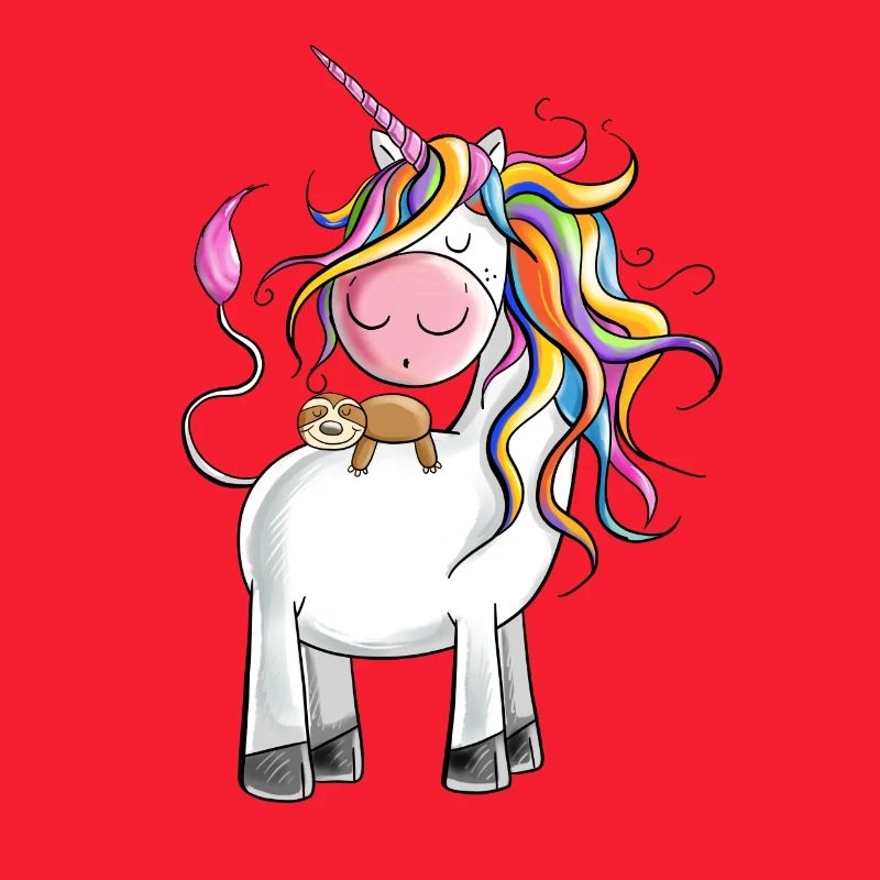 Chillendes Regenbogen Einhorn mit Faultier
