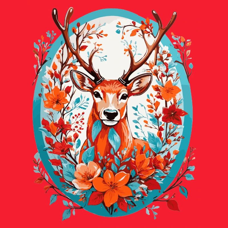 Cerf avec des fleurs