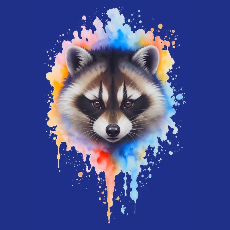 Aquarell Waschbär Farbexplosion