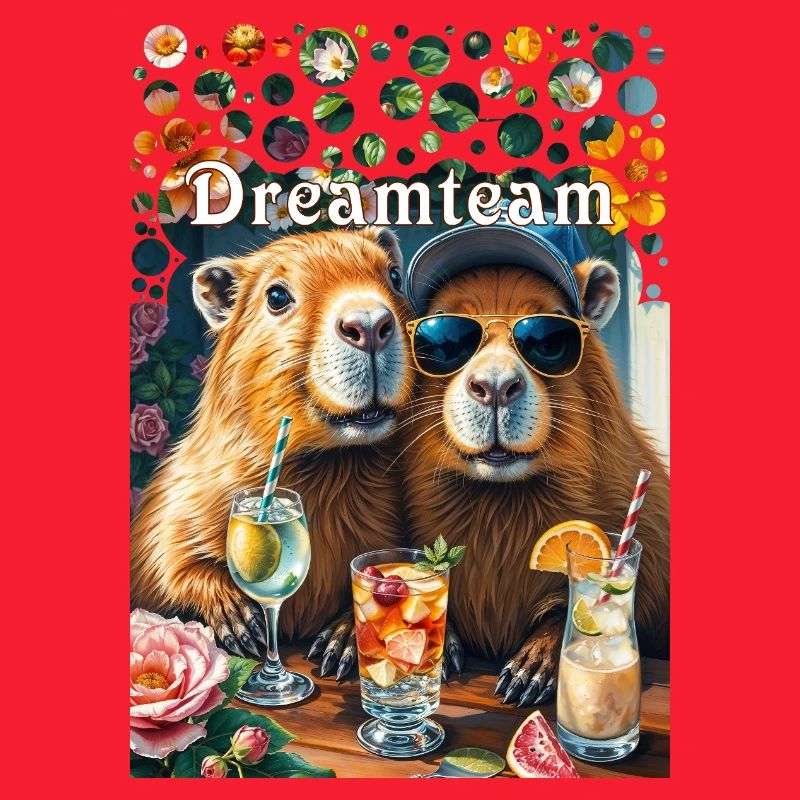 Dreamteam Capybara Couple Teamwork Leisure Time