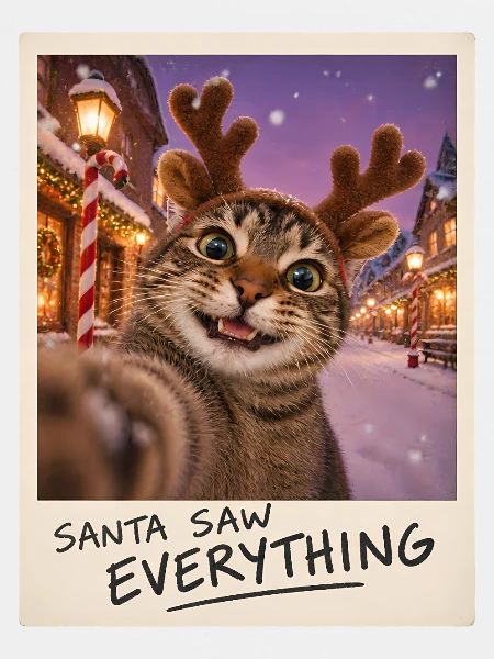 Santa Saw Everything Katze Selfie