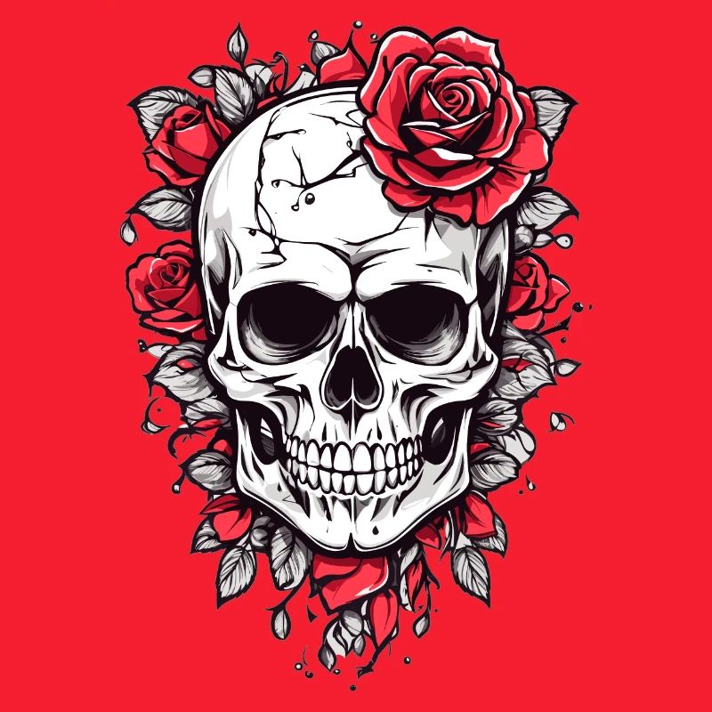 Skull with roses