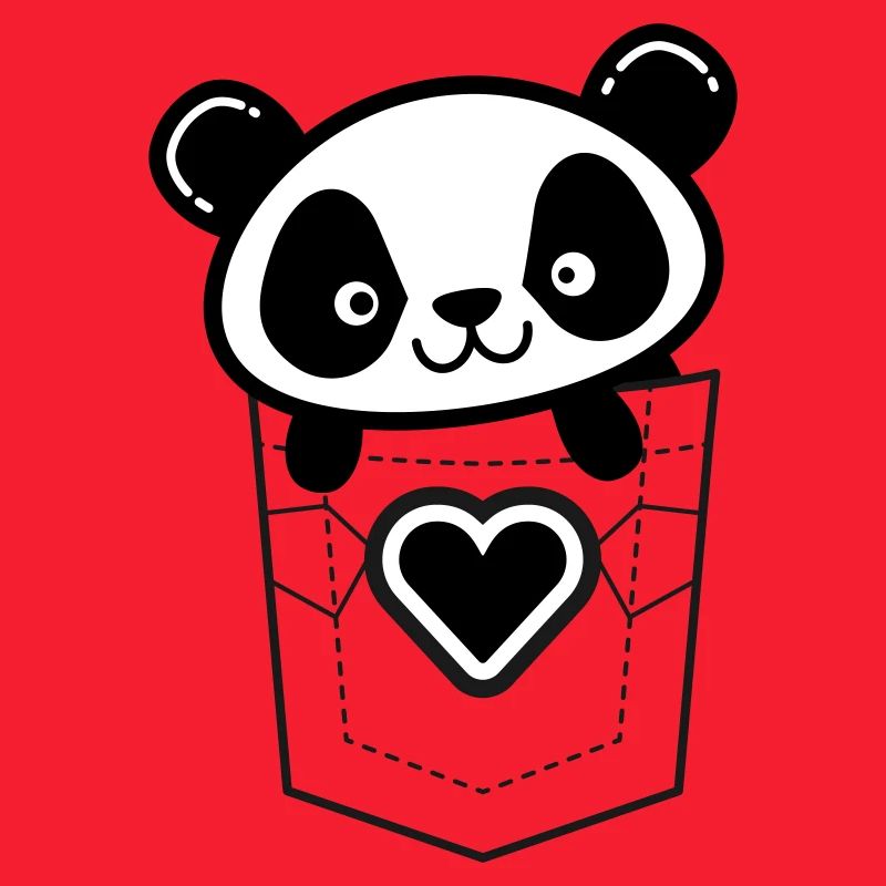 Panda in Pocket with Heart Emblem