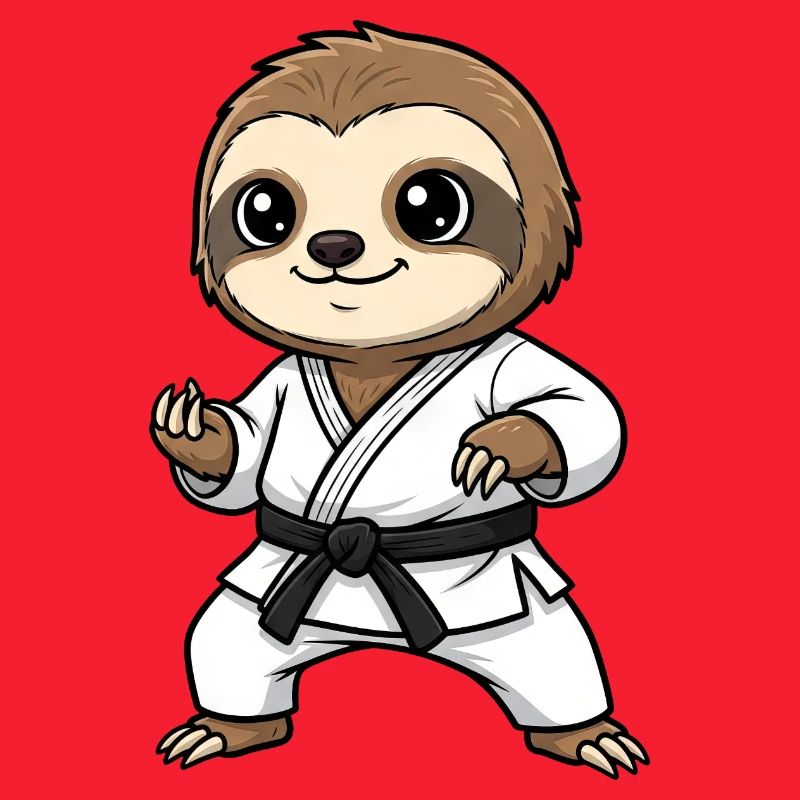 Cute Sloth Karate Fighter Comic Kids