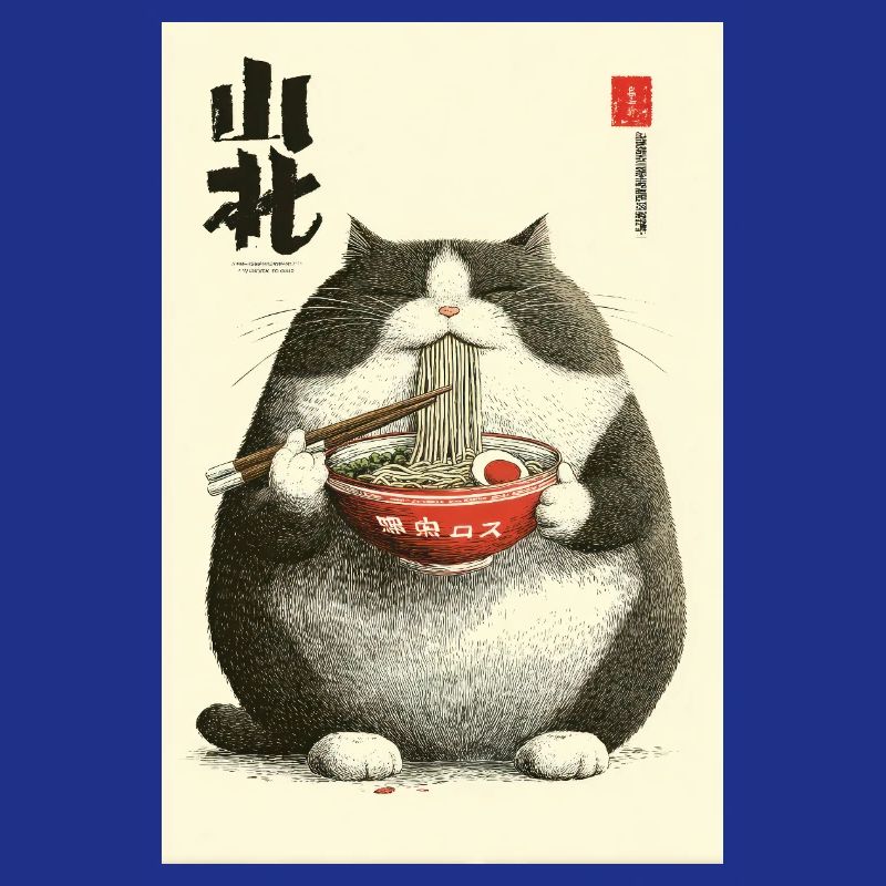 Chonky Cat Ramen Ukiyo-e