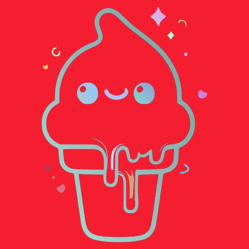 Kawaii-pastellfarbenes schimmerndes Eis