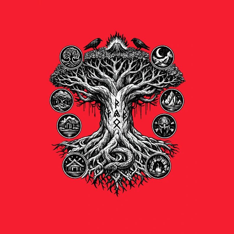 Yggdrasil-Lebensbaum-Wikinger-Design