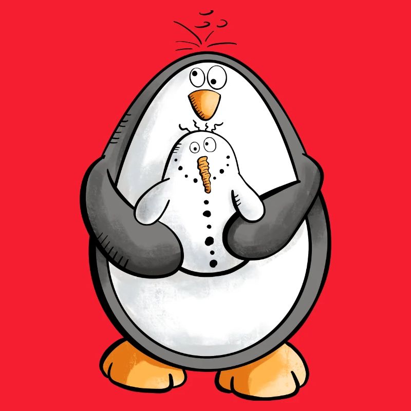 Pinguin und Schneemann sind beste Freunde