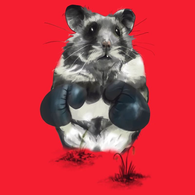 Hamster combatif sur le ring de boxe