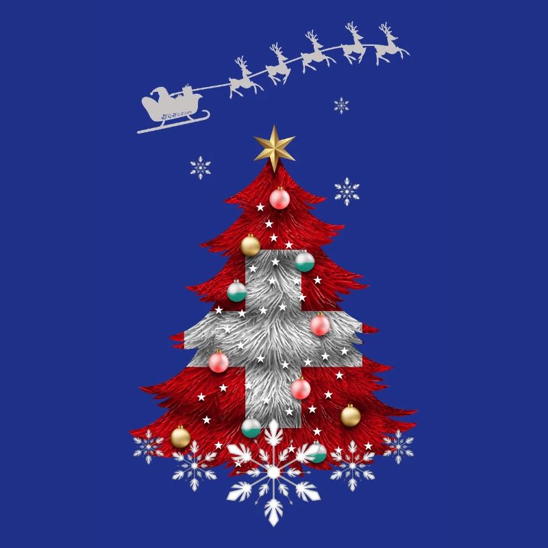 Weihnachtsbaum mit Schweizer Fahne