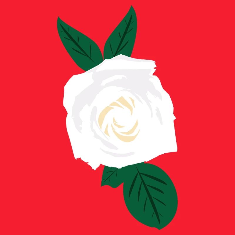 Rose blanche à feuilles vertes