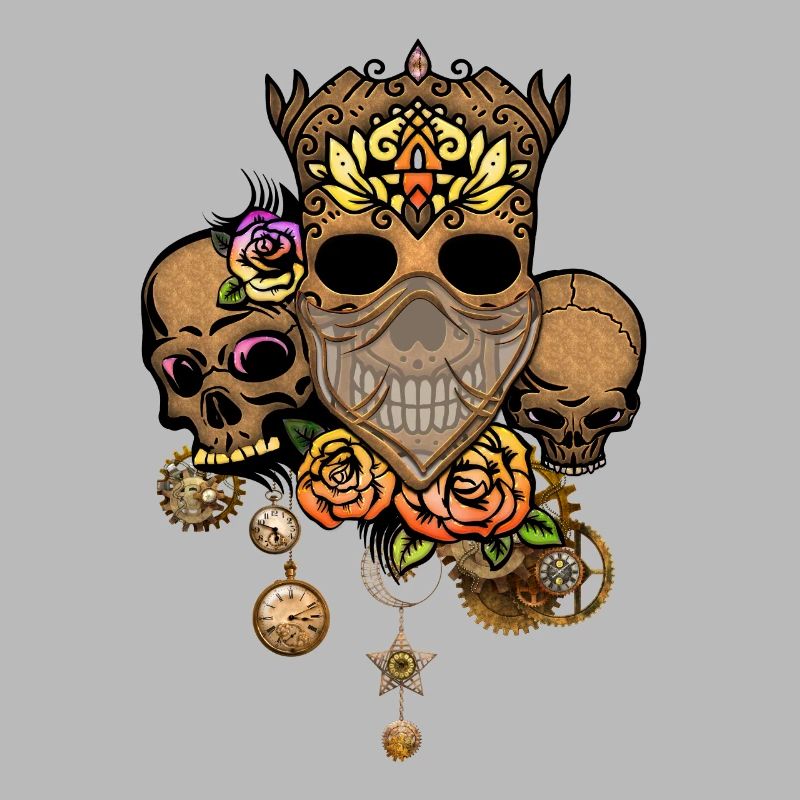 Crâne Steampunk avec des fleurs