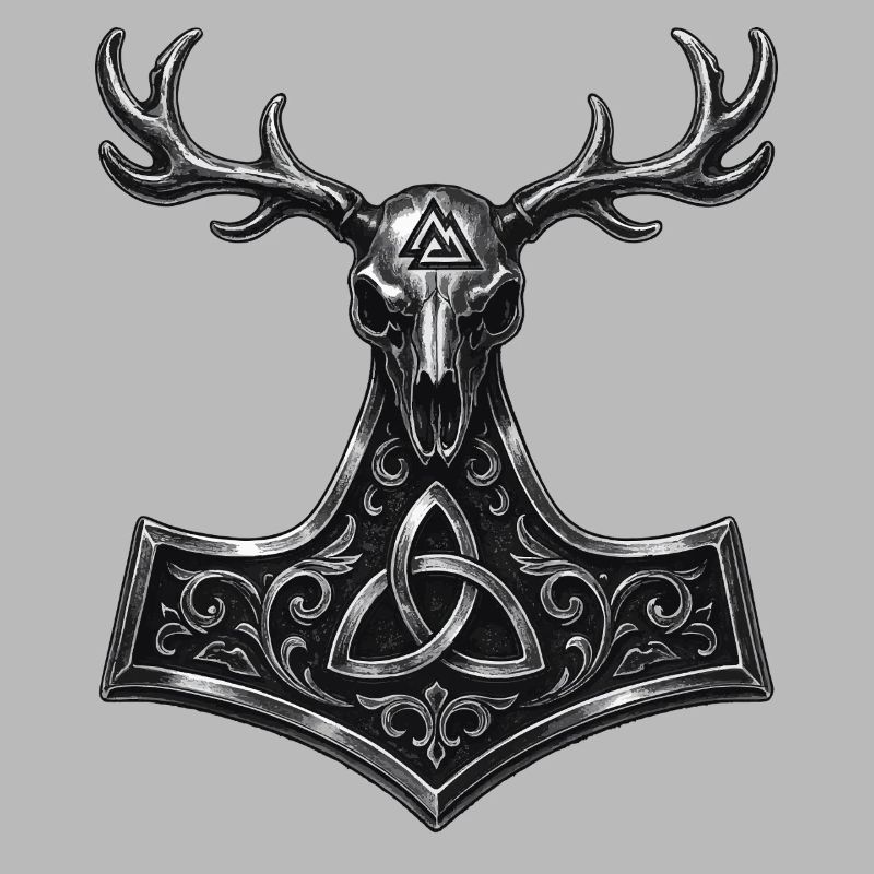 Valknut Stag Skull | Mjölnir Pagan Symbol