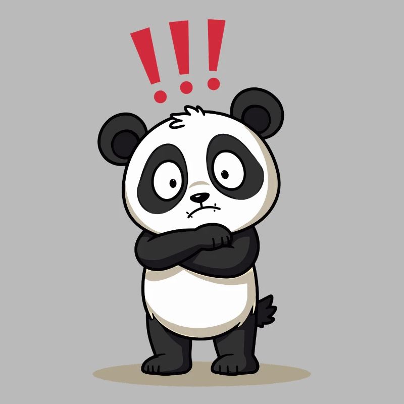 Skeptical Panda with Exclamation Point Humor