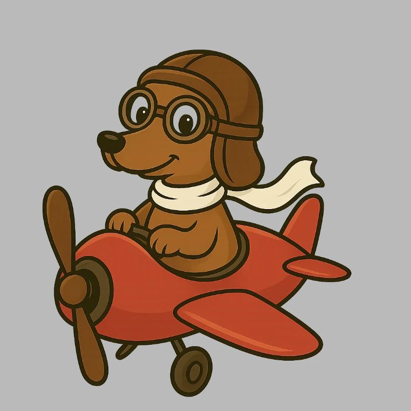 Abenteuerlicher Hund Pilot im Flugzeug