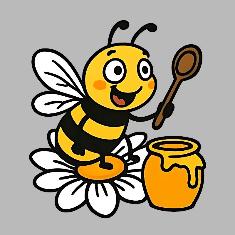 Bee Makes Honey on a Flower