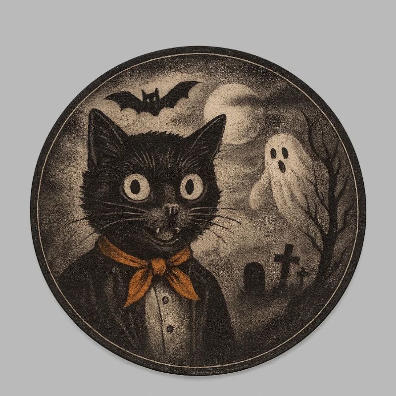 Creepy cats with ghost moon