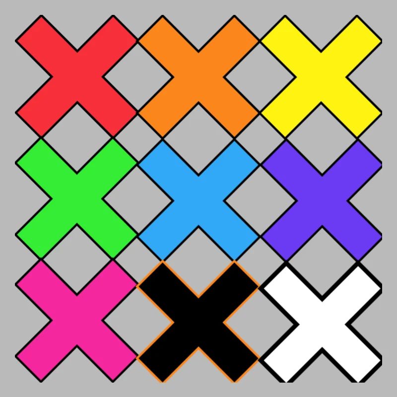 Bunte X Muster auf Schwarz Farben X