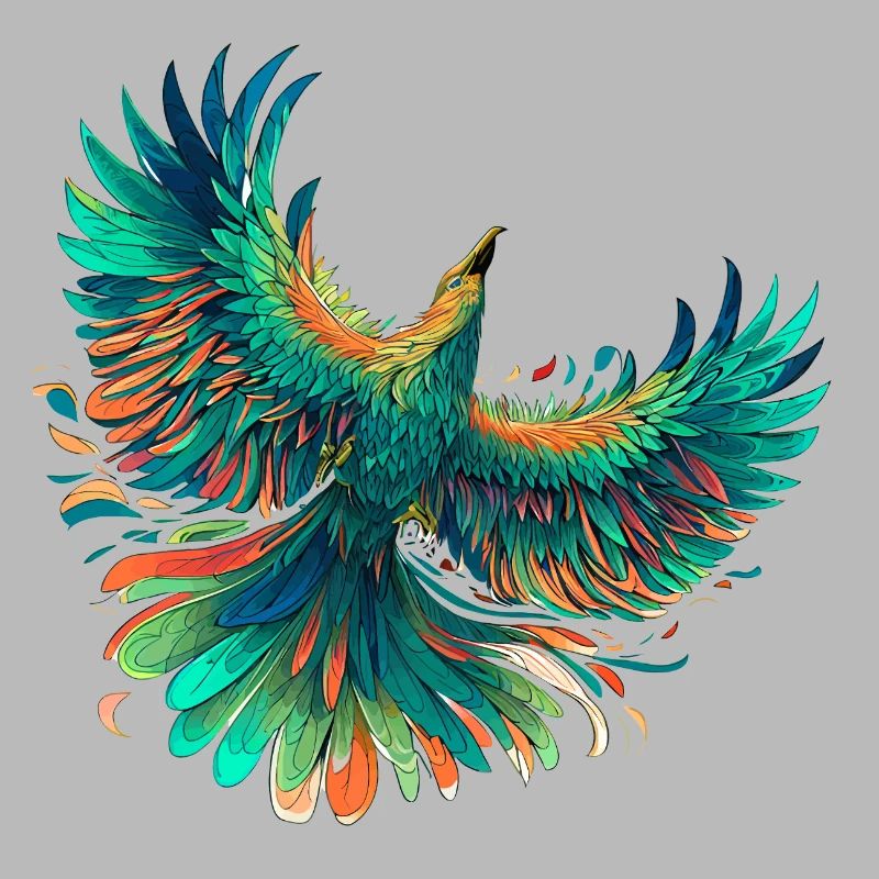 Vibrant Phoenix Feathered Flight Design