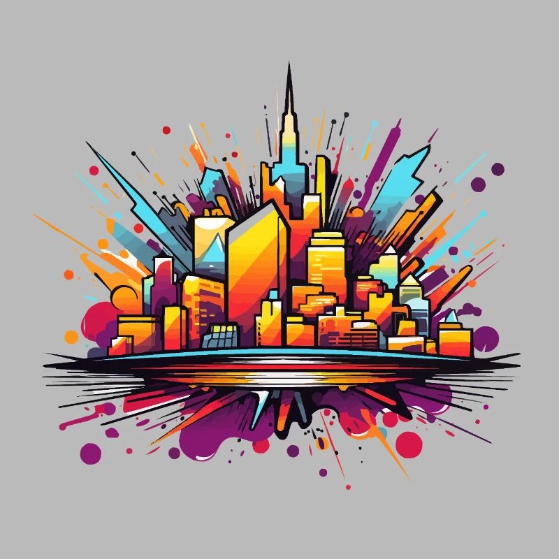 Bunte Stadtsilhouette Explosion