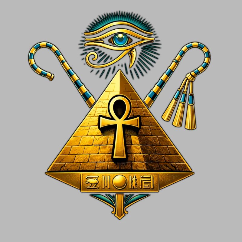 Pyramide Ankh et Œil d'Horus Doré