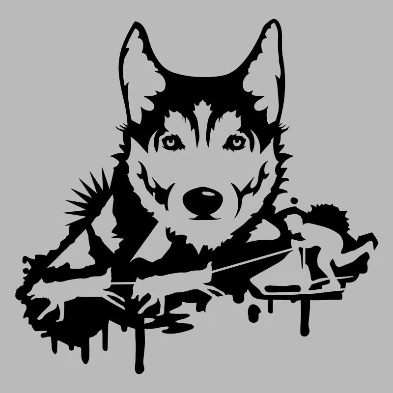 Dog racing with Husky Head