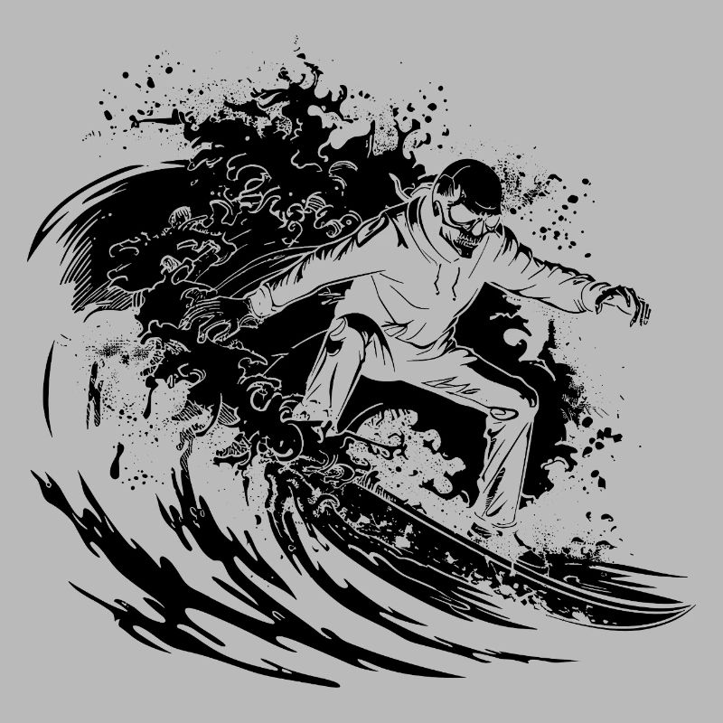 Surfing Skeleton Drawing