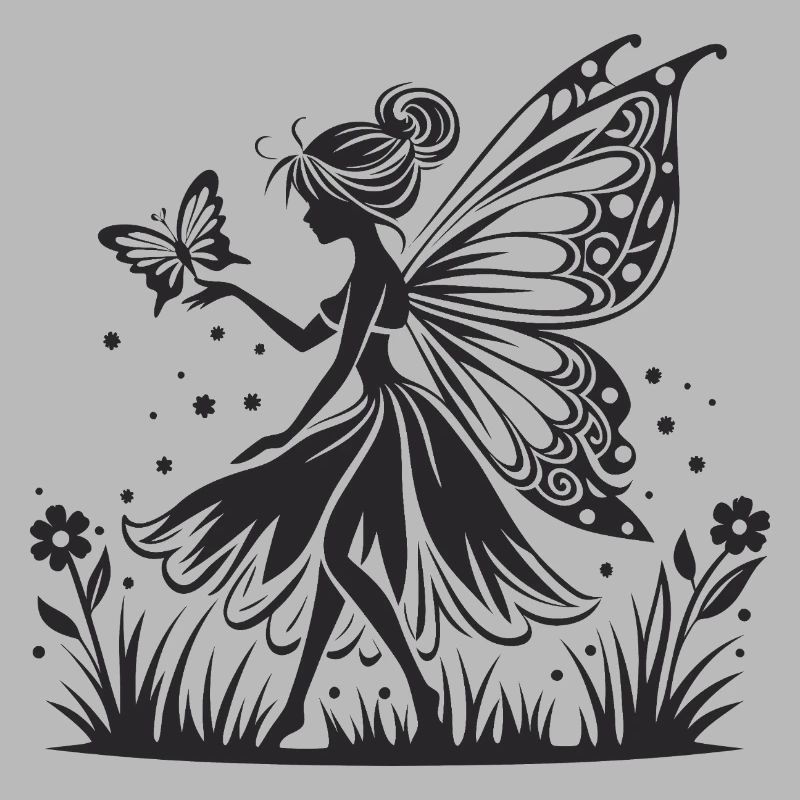 Fée au clair de lune avec silhouette de papillon
