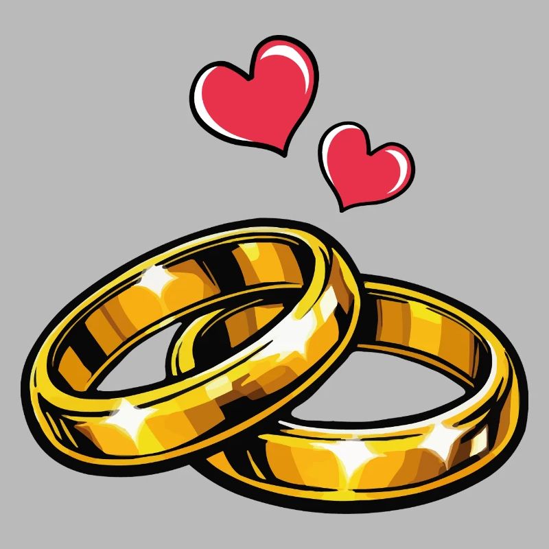 Goldene Eheringe mit Herzen