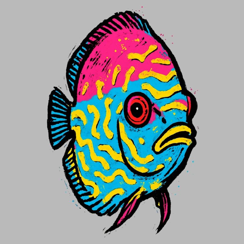 Pop Art Diskusfisch rosa und leuchtend gelb