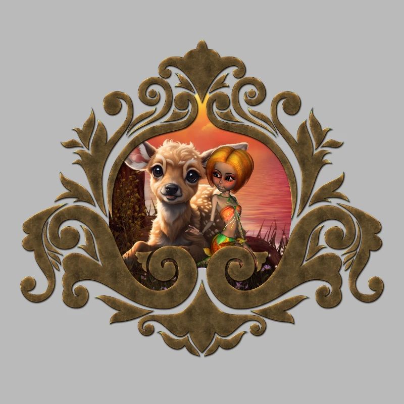 La petite fée et le faon mignon