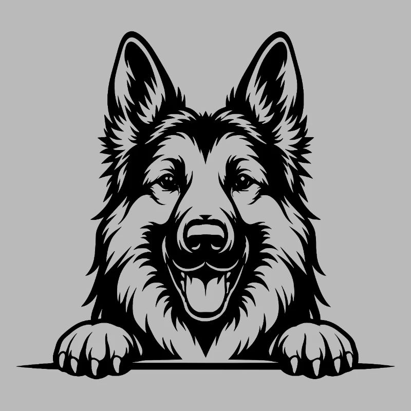 German Shepherd Portrait with Paws