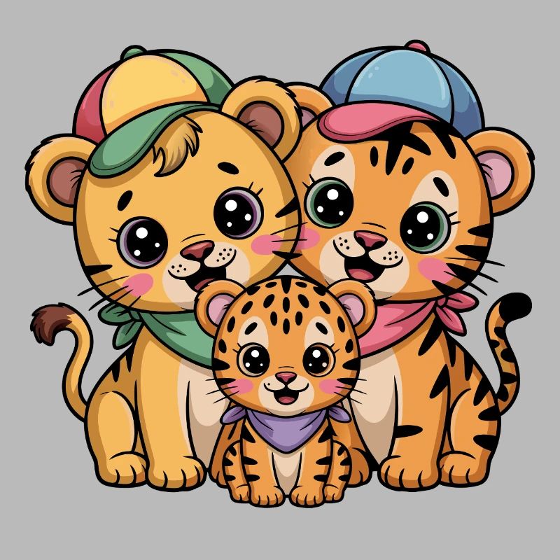 Süße Löwe Tiger Leopard Freunde