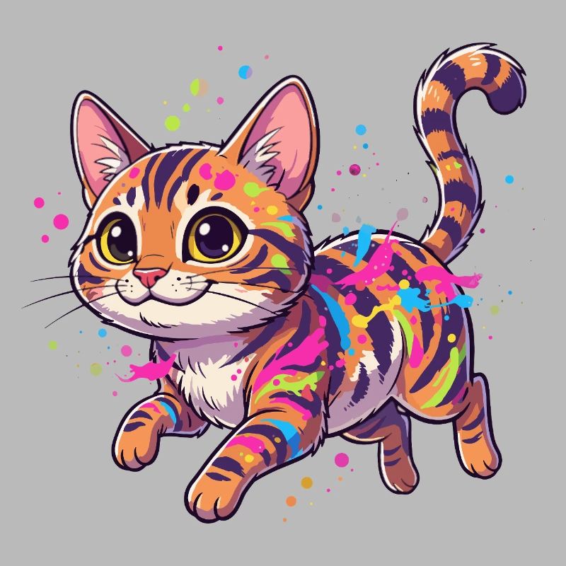 Art coloré éclaboussé de chats