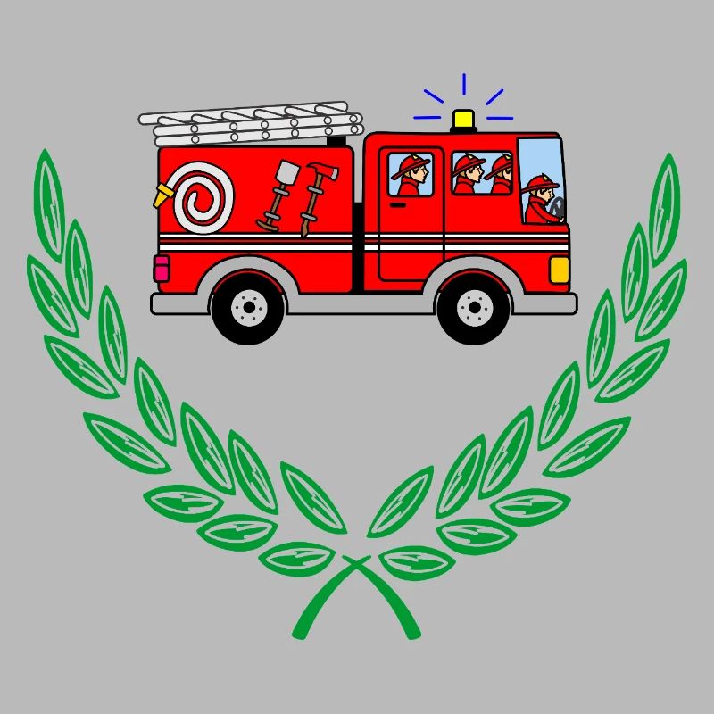 Fire engine in laurel wreath