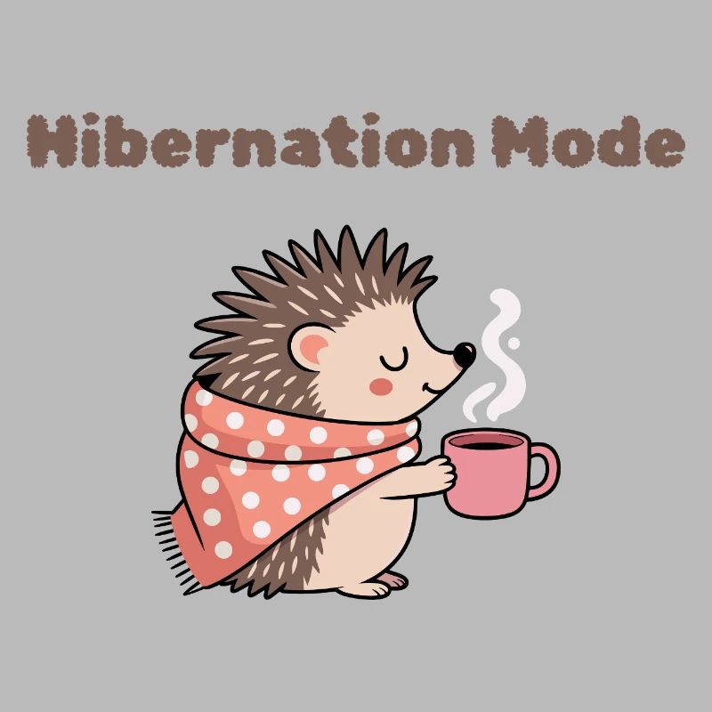 Winterschlafmodus – Süßer Igel mit heißem Getränk