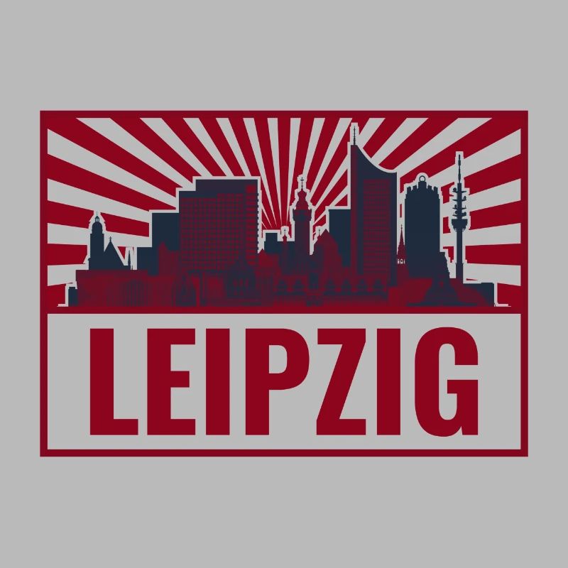 Leipzig Skyline Retro Red