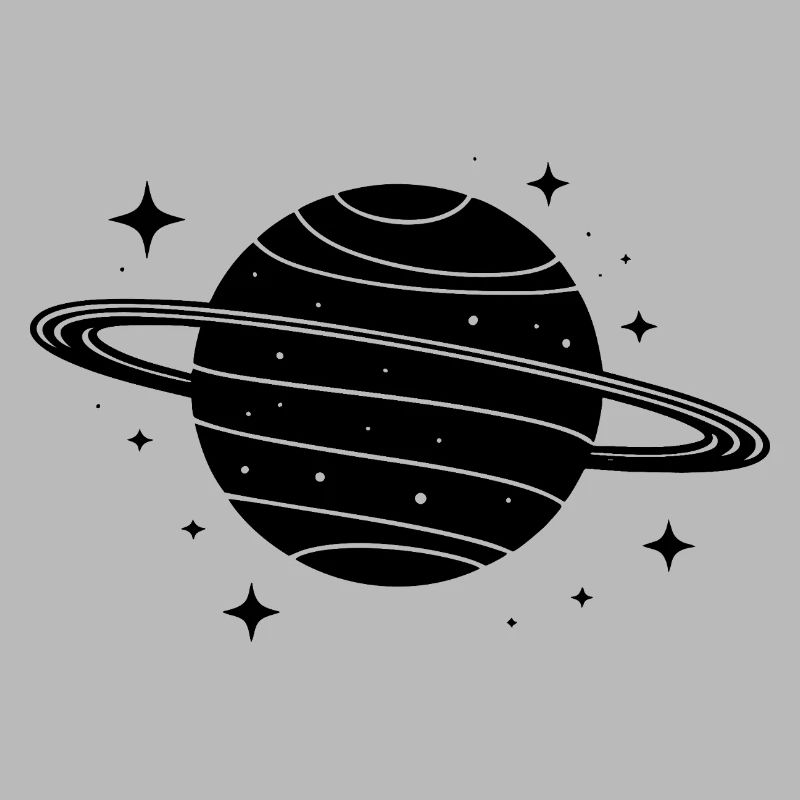 Minimalistischer Planet mit Ring – Schwarze Space