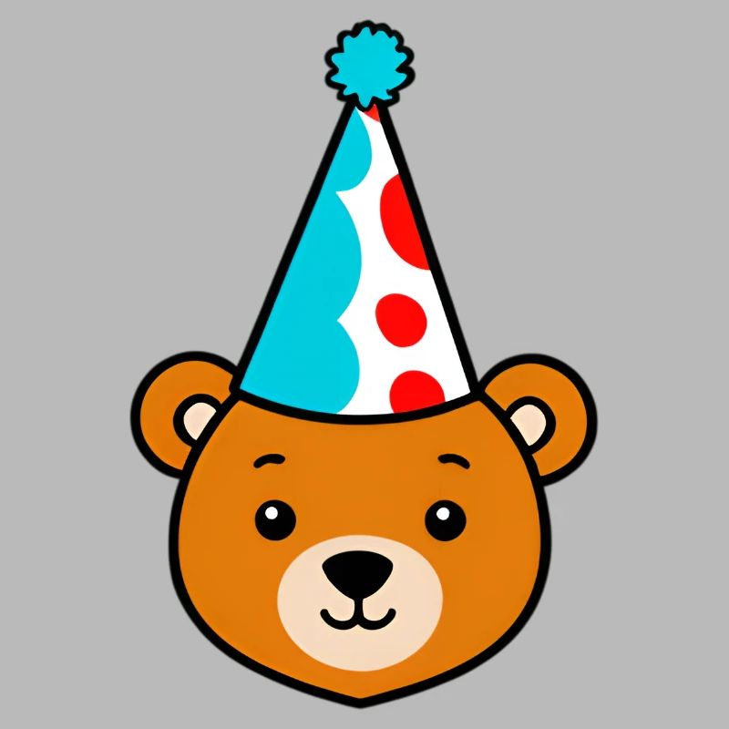 Partybär mit buntem Hut