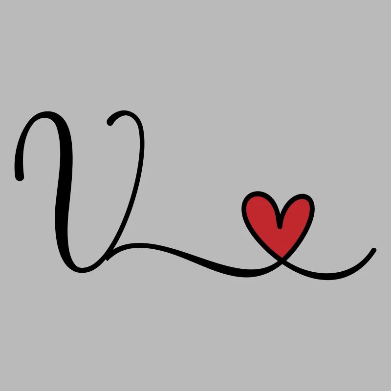 Buchstabe V Monogramm Initiale Herz