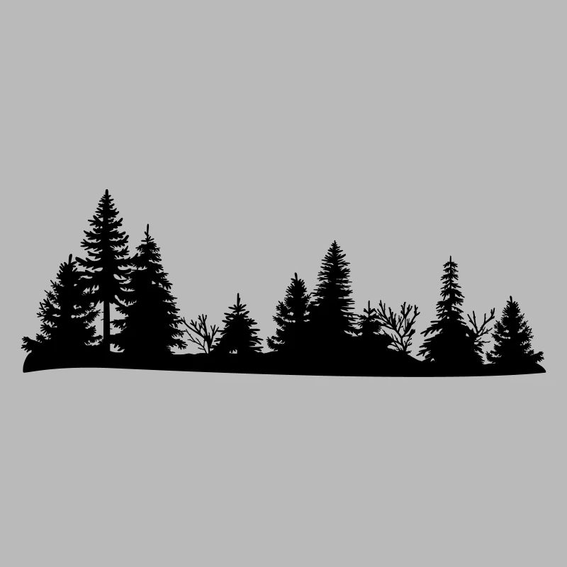 Silhouette noire d'une forêt