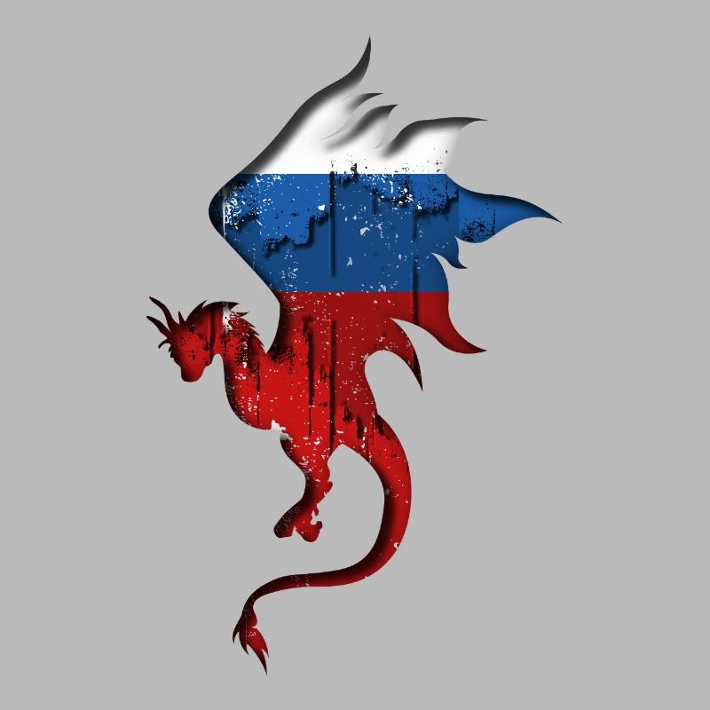 Drapeau de la Russie - Russie - Silhouette de dragon