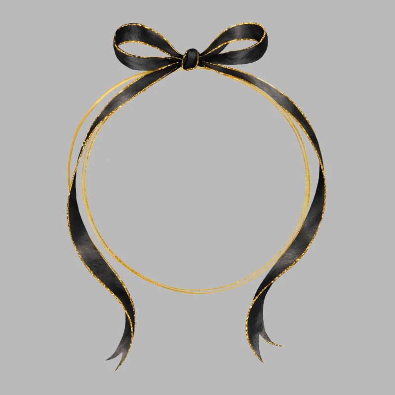Circle Bow Black Gold Personalizable