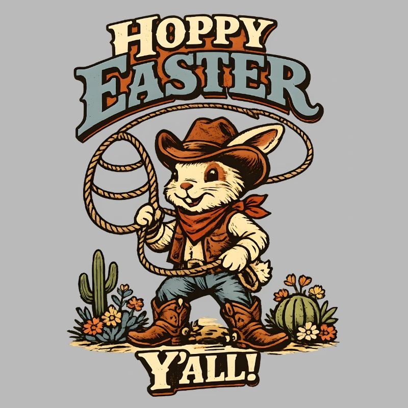 Retro Bunny Howdy Easter Rabbit Ears
