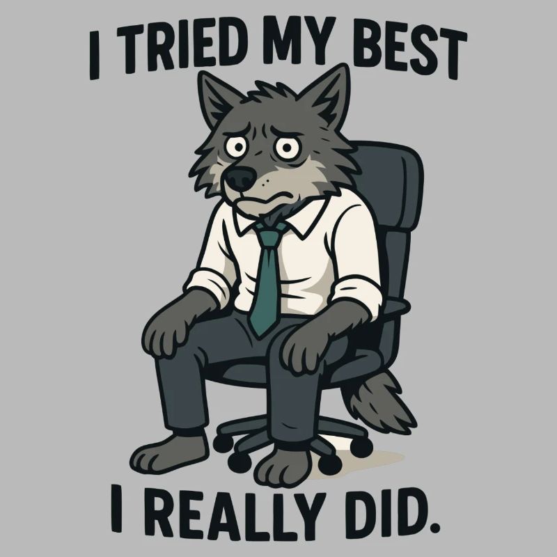 Office wolf with tie