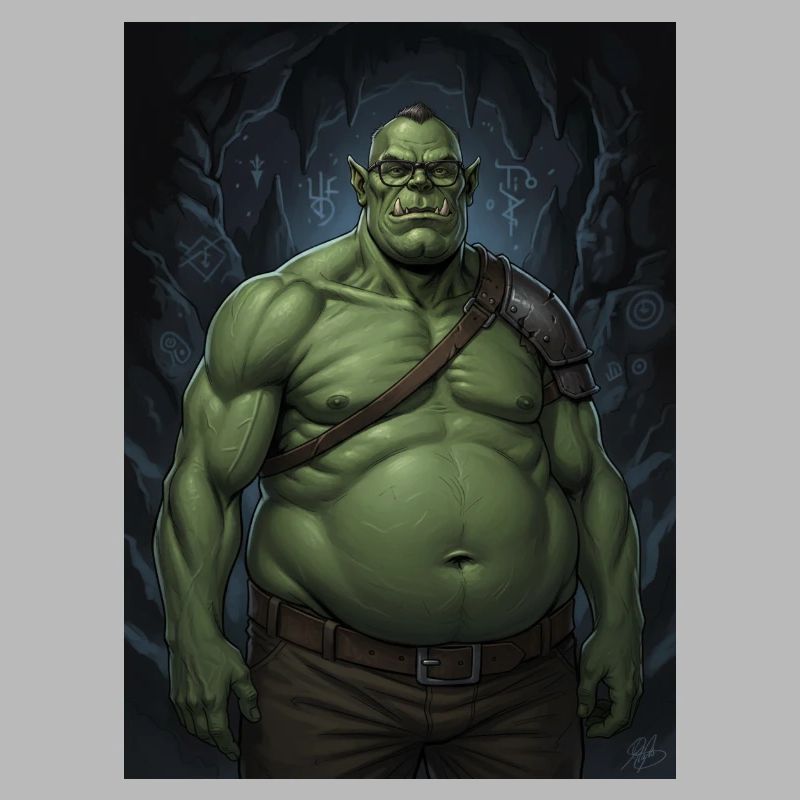 Orc vert dans la lumière de la grotte